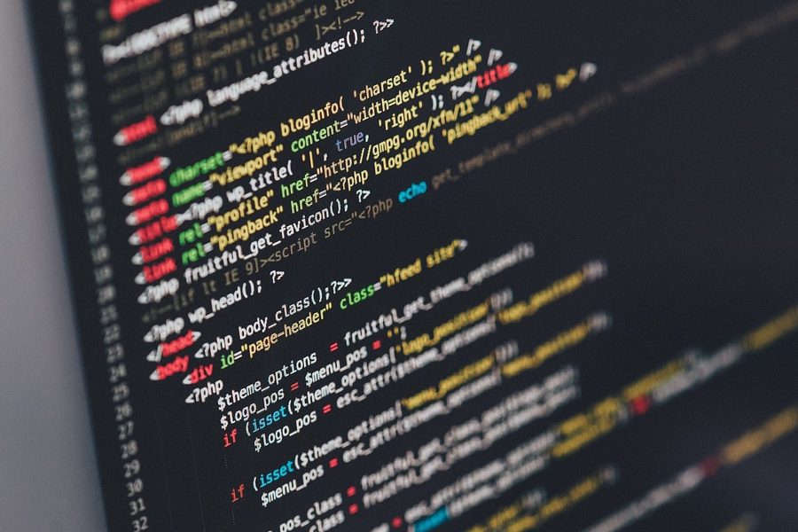 Source code on a dark screen